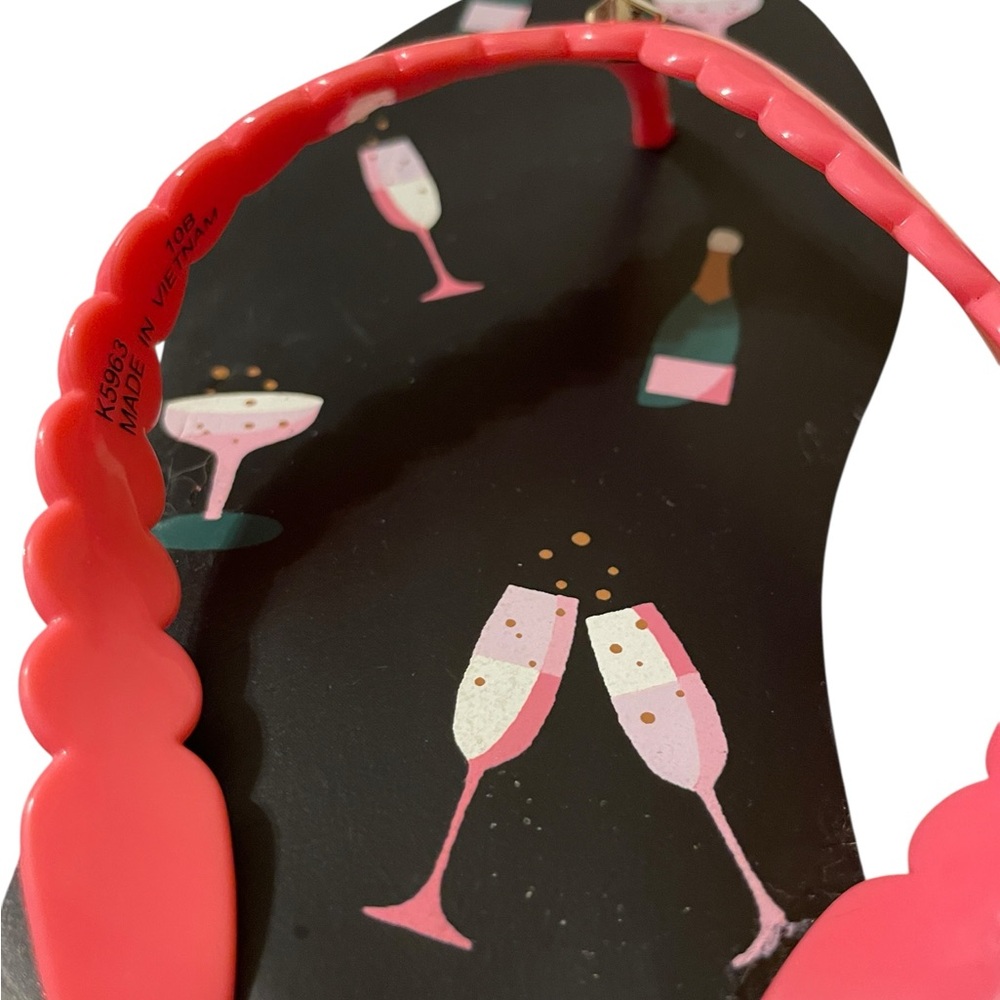 Kate Spade New York Megan Champagne Flip Flop Sandals Black Pink Size 10 NWOT - Picture 14 of 16